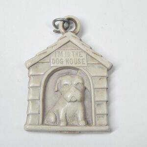 I'm In The Dog House Charm Vintage Plastic Doghouse Pendant
